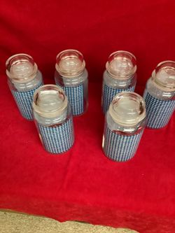 8 Farmhouse Checkered Glass Storage Containers