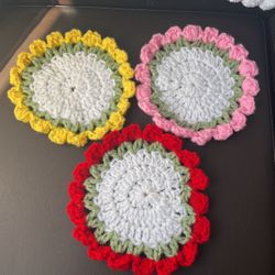 Crochet Rose Coasters