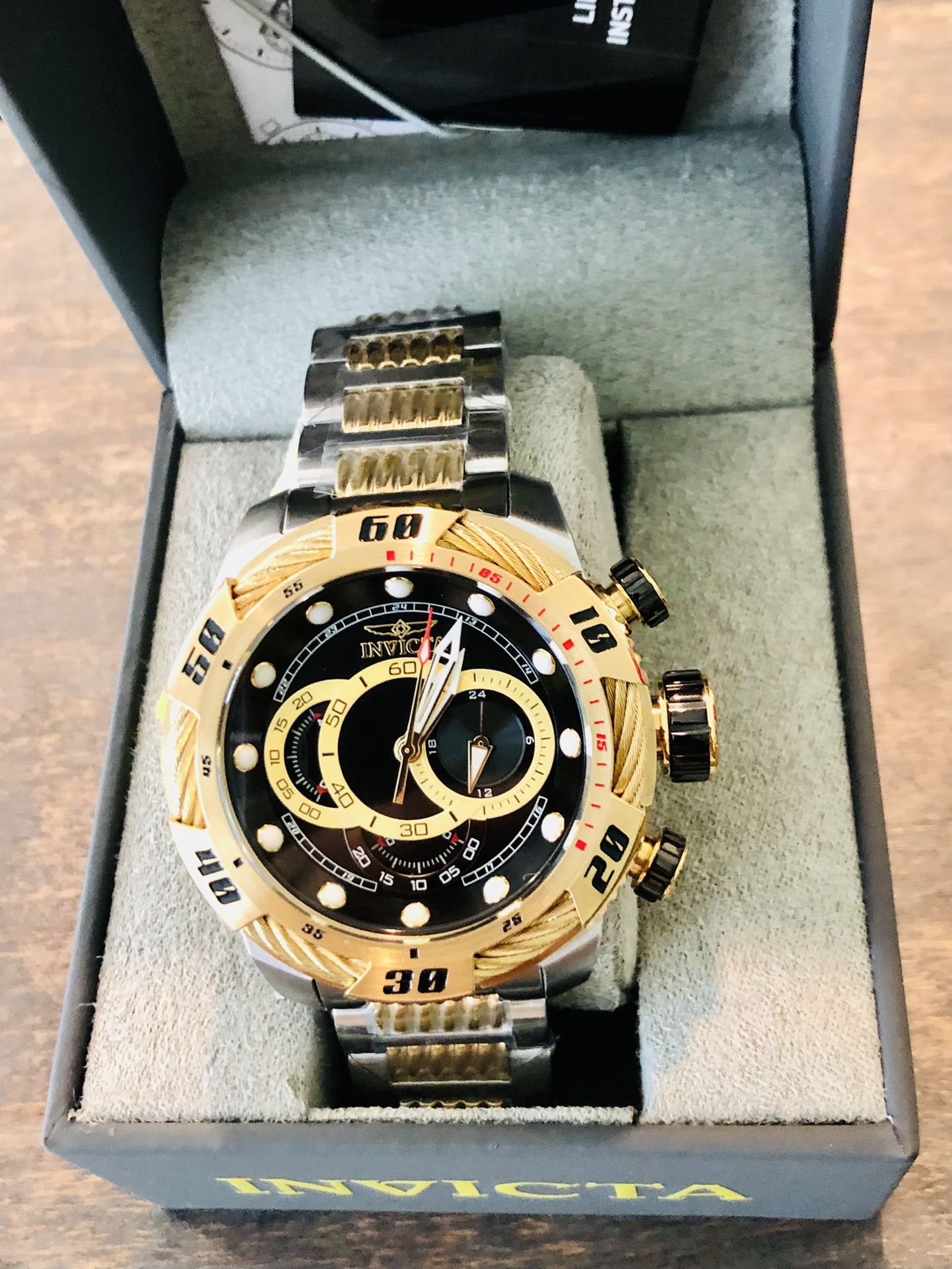 Invicta Chronograph RARE Gold Quartz 50mm Men’s Watch  father’s day gift