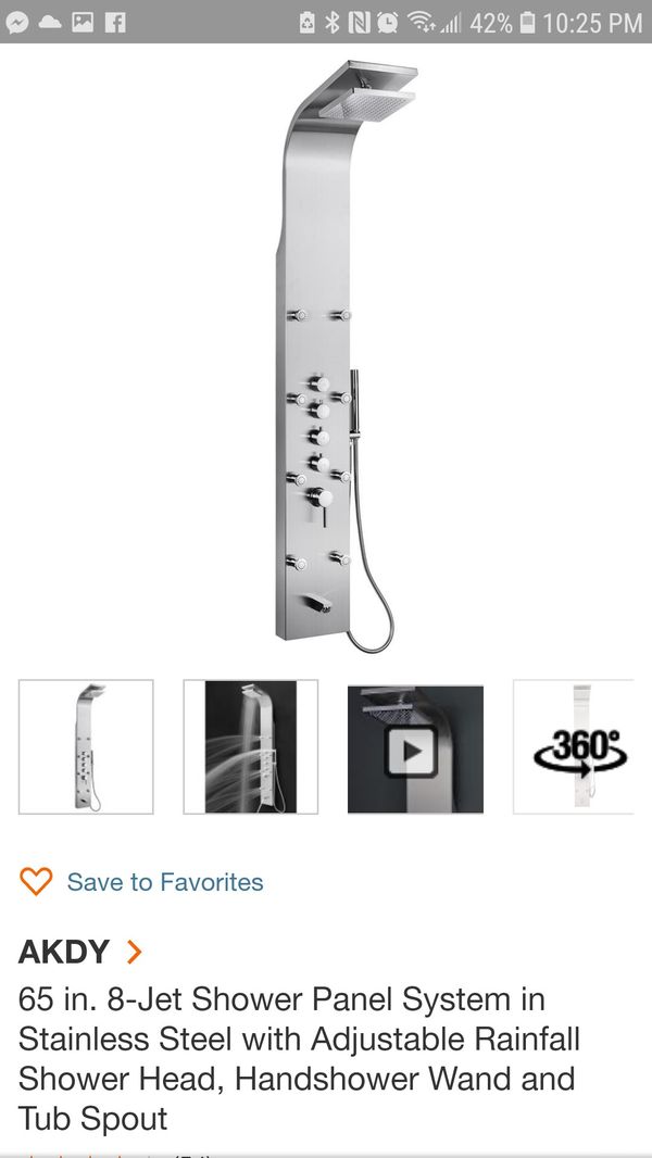 65 In 8 Jet Shower Panel System Stainless Steel With Adjule Open In The Appcontinue To Mobile Website