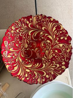 Gold leaf and Burgundy Decorative Bowl Beautiful