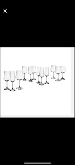Set of 12 Ovid Crystal Stemware (4 Red, 4 White & 4 Champagne) BNIB