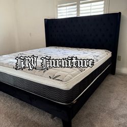 New King Bed Frame With Mattress 