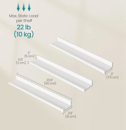 SONGMICS 23.6" Floating Wall Shelves Set of 3 - White