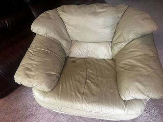 Oversized Leather Chair Ivory