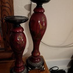 Candle Stick Holders Red And Gold 