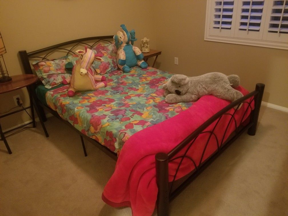 Full size bed with metal frame