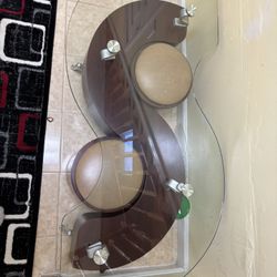 Modern Glass Vanity / Desk with Matching Stool