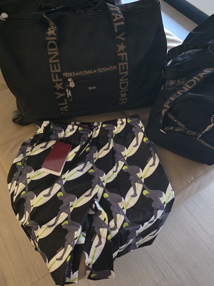 Gucci Printed Silk Twill Shorts Sz Xl