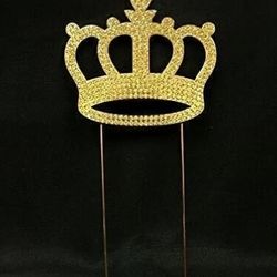 Large Gold Metal Crown Prince or Princess Cake Topper Party Decoration