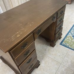 Writing Desk 9 Drawer Old From The 1970s 
