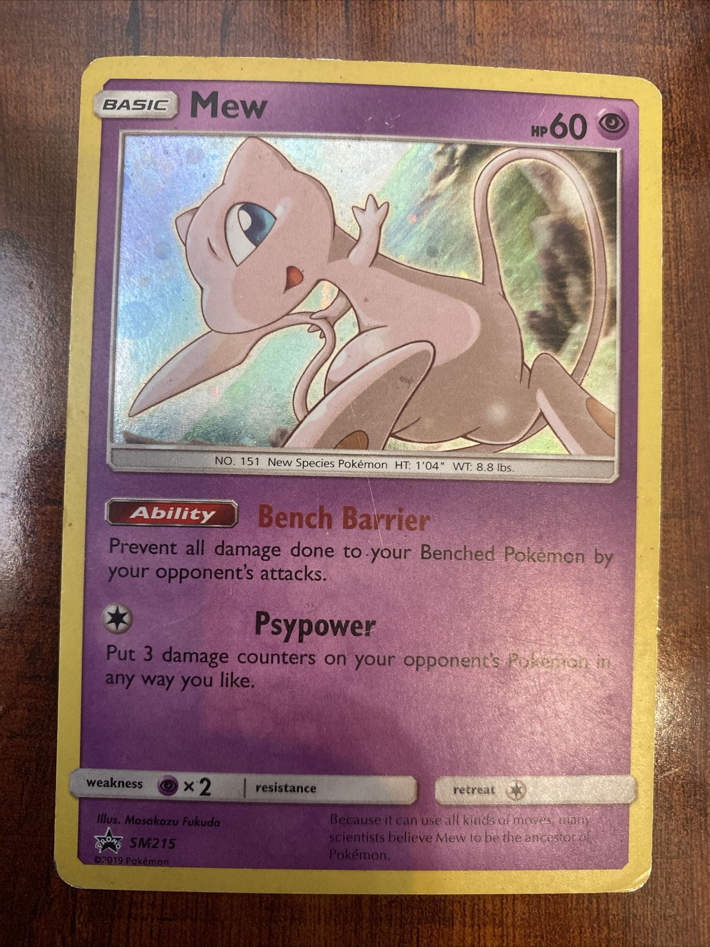 Pokemon Mew SM215 Sun & Moon Hidden Fates Pin Coll Black Star Promo Holo 2019 HP