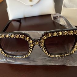 New Stylish Big Feirdio Sunglasses With Rhinestones