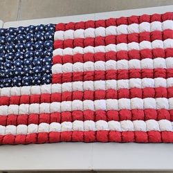 American Flag Puff Blanket Handmade