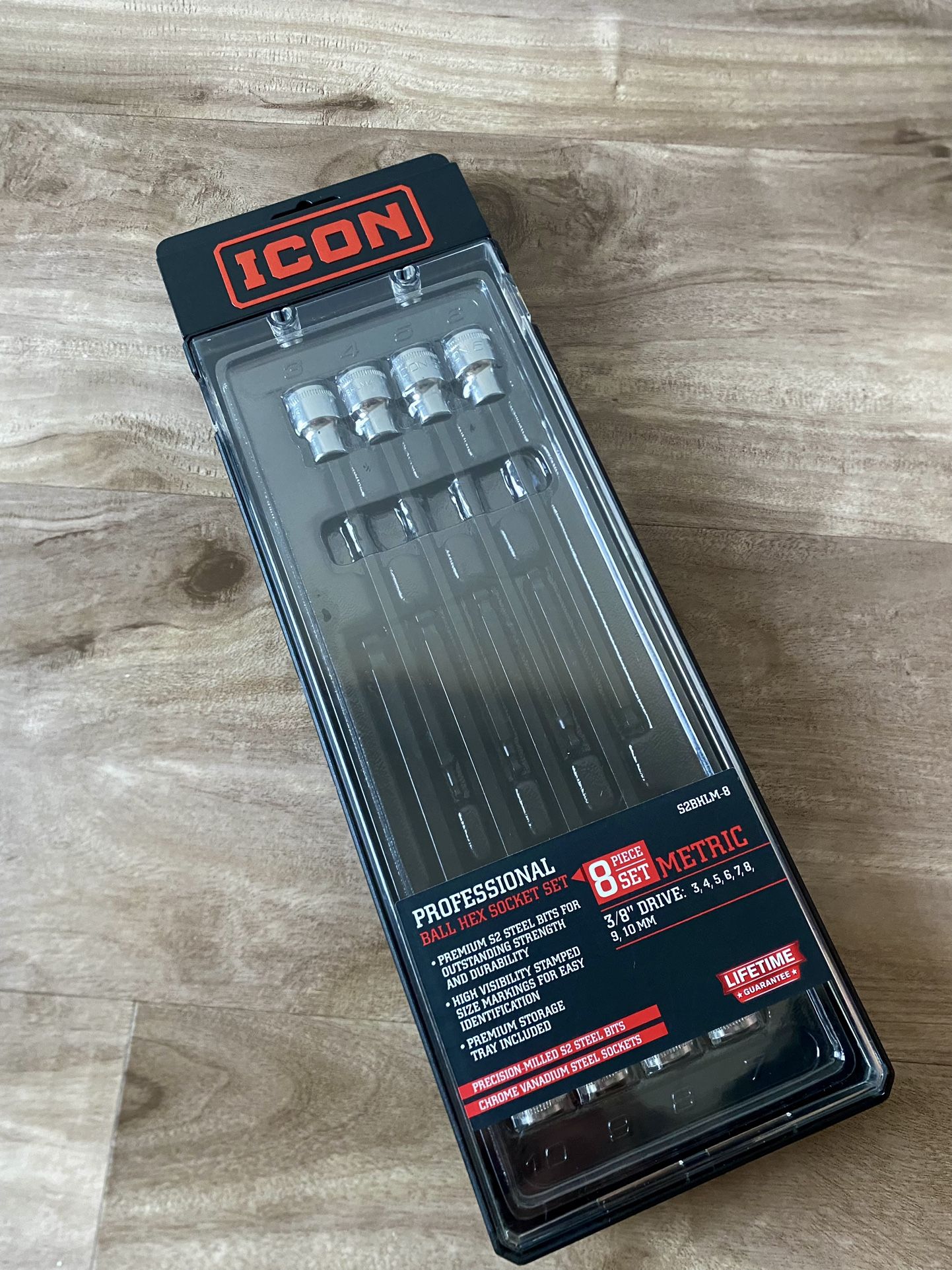 ICON 3/8 in. Drive Metric Professional Long Ball Hex Bit Socket Set, 8 Piece