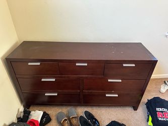 Large Solid Wood 7-Drawer Dresser – Dark Brown/Espresso