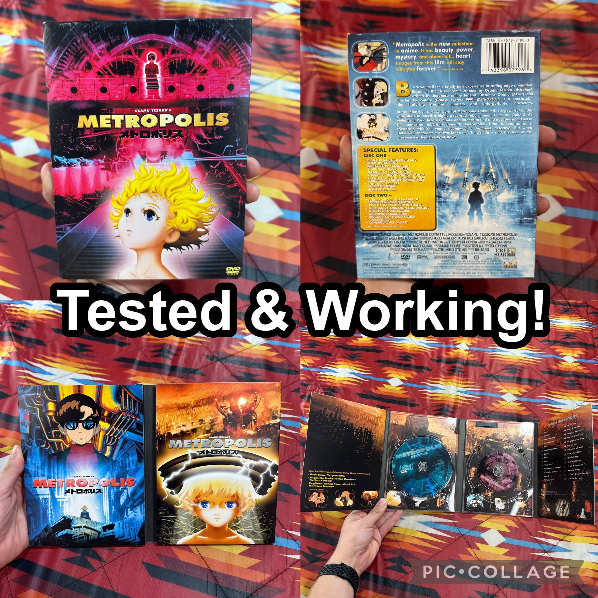 Metropolis (DVD, 2002, 2-Disc Set, DVD plus Pocket DVD) TESTED & WORKING!