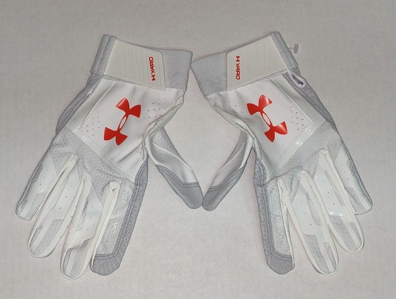 UA Yard Men's Baseball Gloves. White w orange insignia. Men's Sz XL