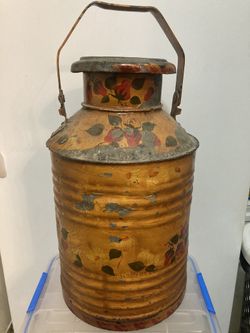 Antique Standard Oil Co. 5 Gallon Oil Can with Tole Painting by Sue Morse
