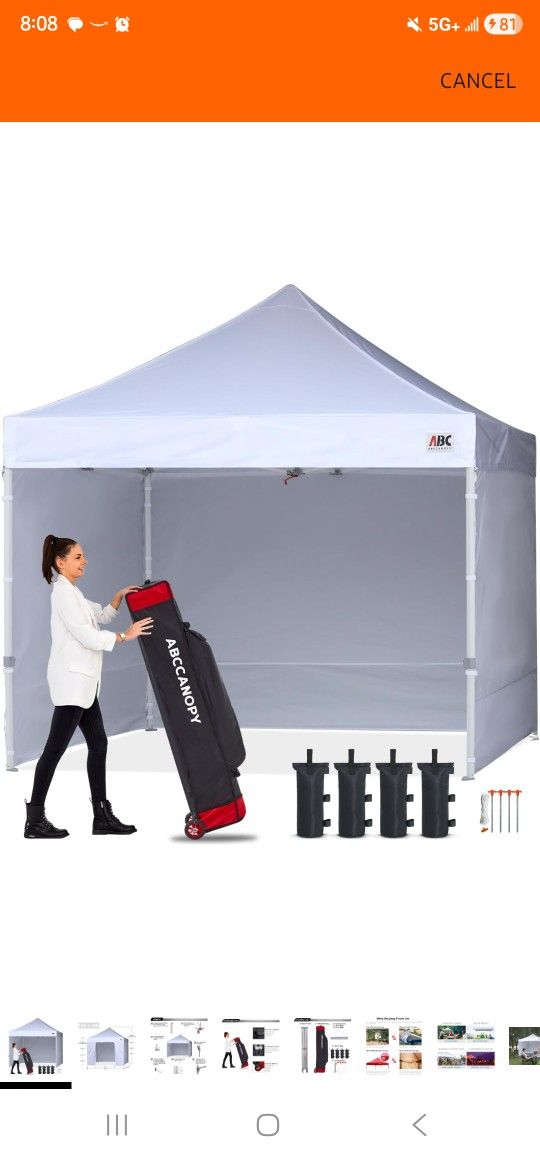 ABCCANOPY Easy Pop Up Canopy Tent with Sidewalls 10x10 Commercial -Series, White