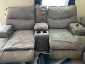 Dual Love Seat Recliner w/ storage console and built-in charging ports