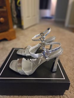 Karl Lagerfeld Paris Silver Heeled Sandals