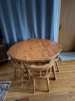 Round Wood Dining Table with Chairs