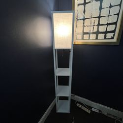 White Tall Lamp with shelves, 3 Shades of Lights