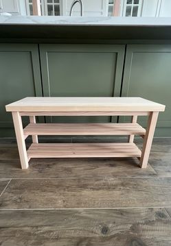 NEW Bench - Custom Made Pottery Barn Style Solid Wood (Pine) w/ Shoe Rack Storage/Shelving - $120