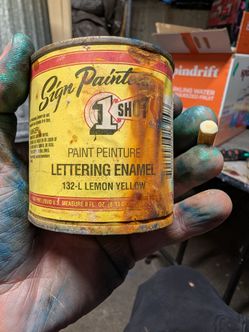 Vintage 1 Shot Lettering Enamel Lemon Yellow 8 oz