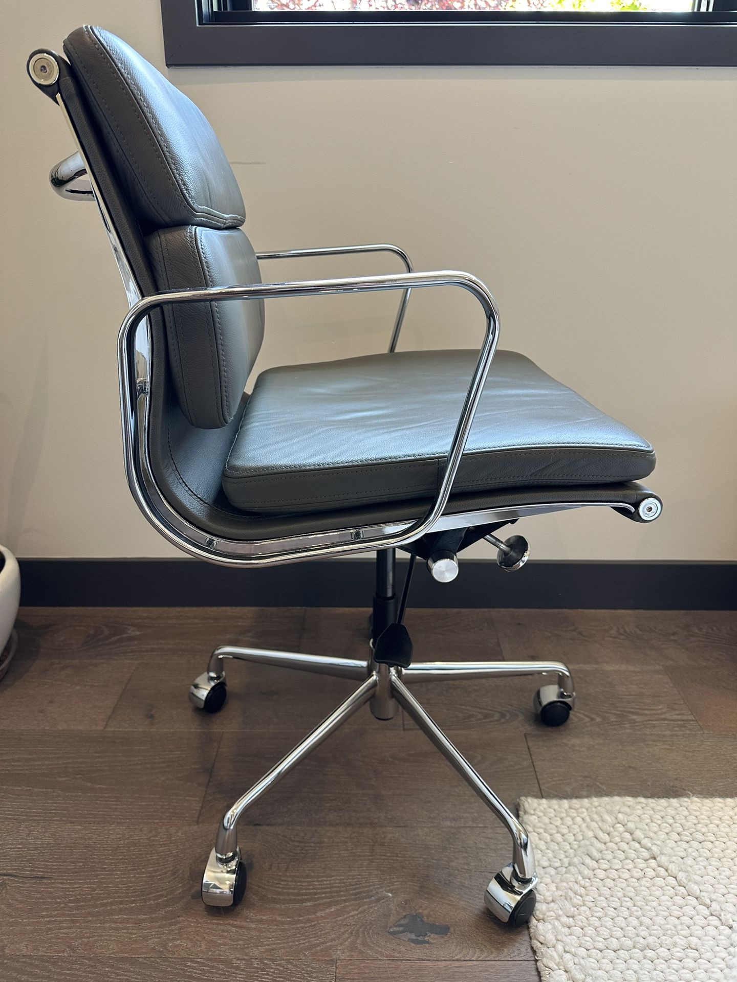 Grey Leather Office Chair 