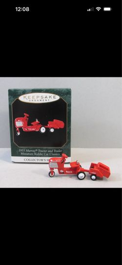 New 1999 Hallmark Miniature Kiddie Car Classics "1955 Murray Tractor & Trailer" Orn.