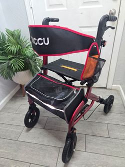 Succu Walkers for Seniors with Seat, 8" All-Terrain Rollator Walker