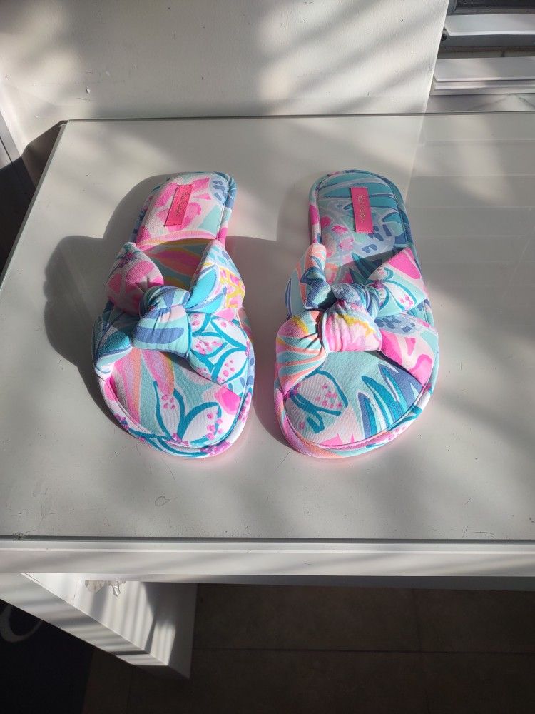 Lilly Pulitzer GWP Pool Slippers Sea Glass Rainforest Retreat Size: S/M $45