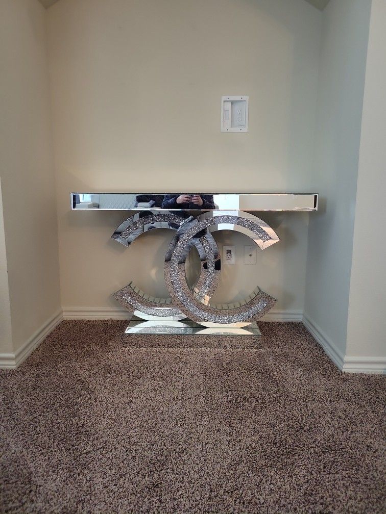 glass console table