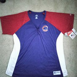 Chicago Cubs Baseball Womens Jersey Top Majestic Cool Base Bricks & Ivy Sequin Size 3X.... New With Tags