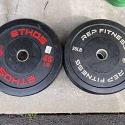 160LBs High End Bumper Plates Ethos 45LB + REP 35LB Pairs Home Gym CrossFit