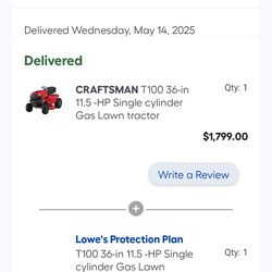 Craftsman 36 inch riding mower and double bagger