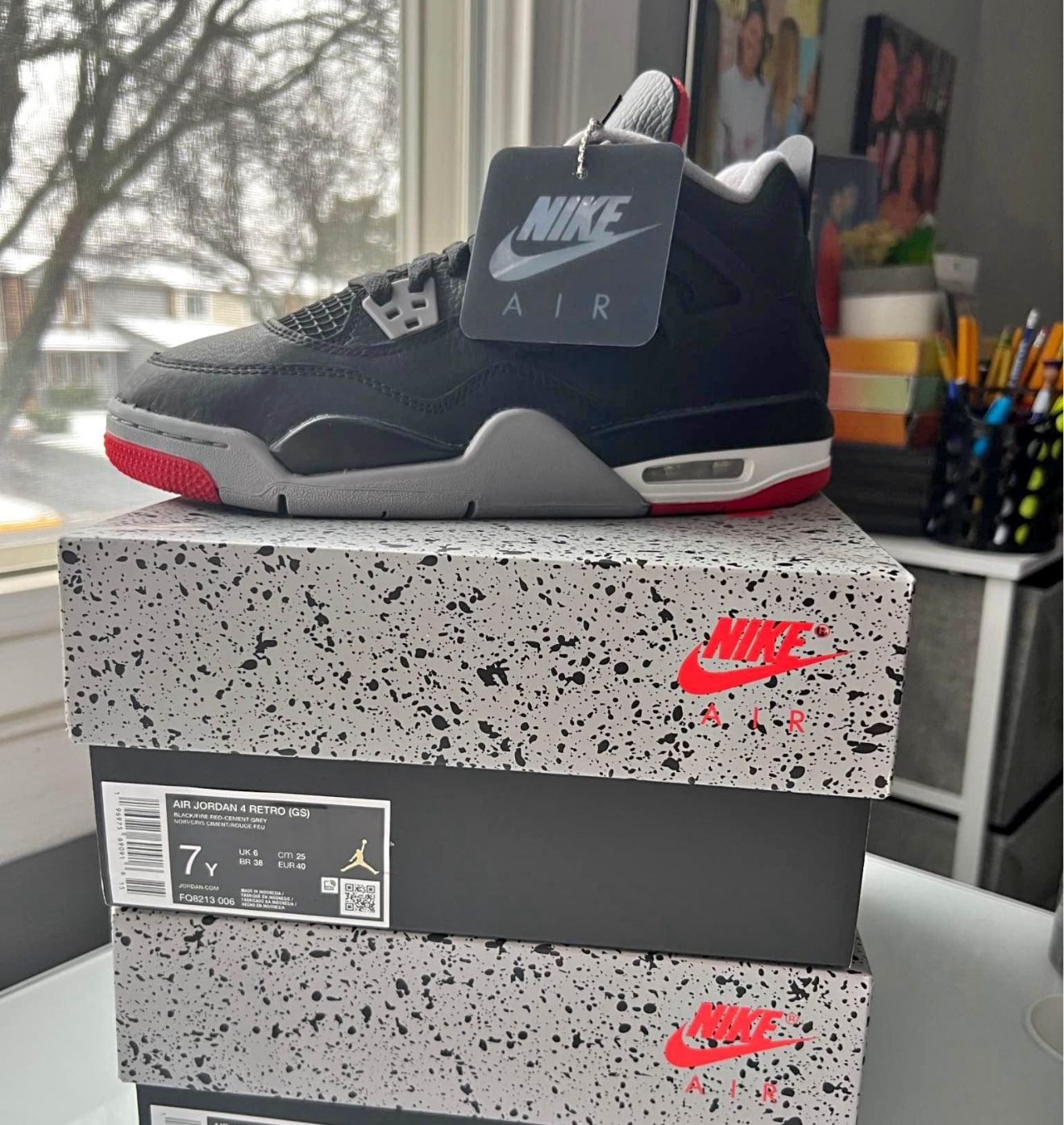 NIKE AIR JORDAN 4 BRED REIMAGINED 6Y & 7Y