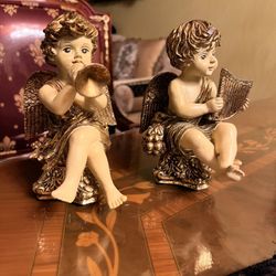 GOLDEN PAIR of ANGELS  As Is 