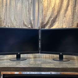 Two ( dual ) HP V241p 24” inches LED Full HD 1080p VGA DVI with HDMI connection VESA compliant computer monitors 