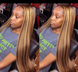 P4/27 Highlight Wig Human Hair Bone Straight 36