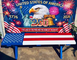 Custom handmade American flag bench