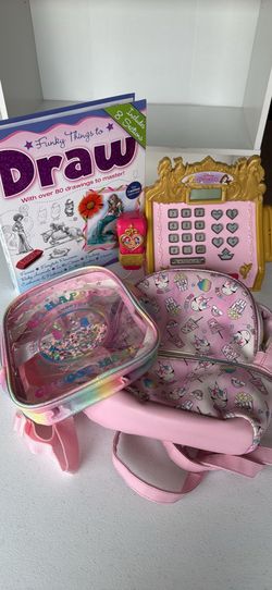 Disney Princess Cash Register, Drawing Book, and Backpack Bundle