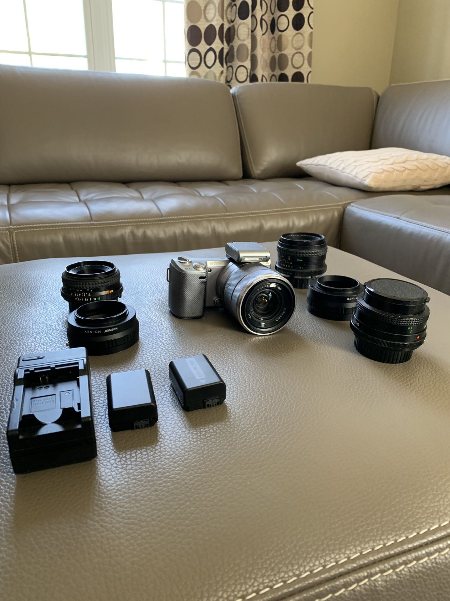 HUGE Sony 5N Mirrorless Camera Collection w/ Lens, Battery, Adapter, Charger and More