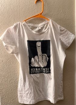 Gunoven Women's White "Streetwear" Middle Finger Graphic T-Shirt - Size S