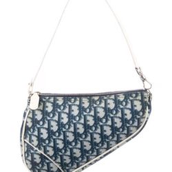 Blue Vintage Saddle Bag Diorissimo Canvas Shoulder Bag