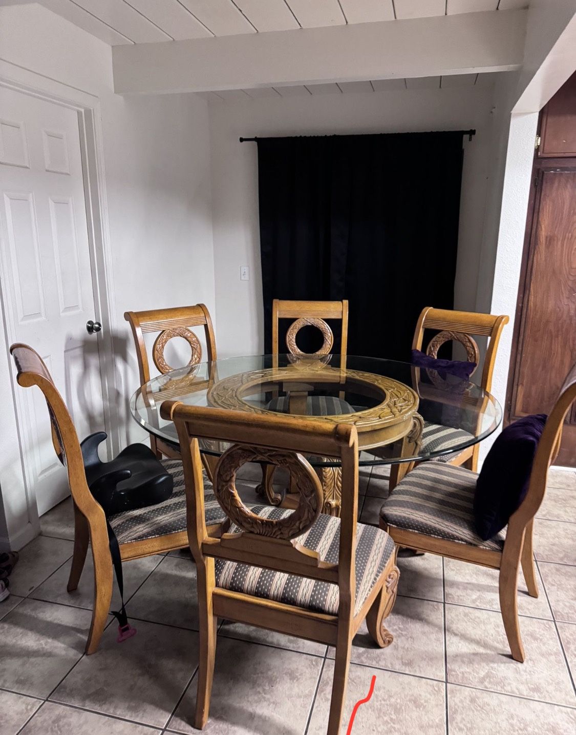 Round Wooden Table 6 Chairs 