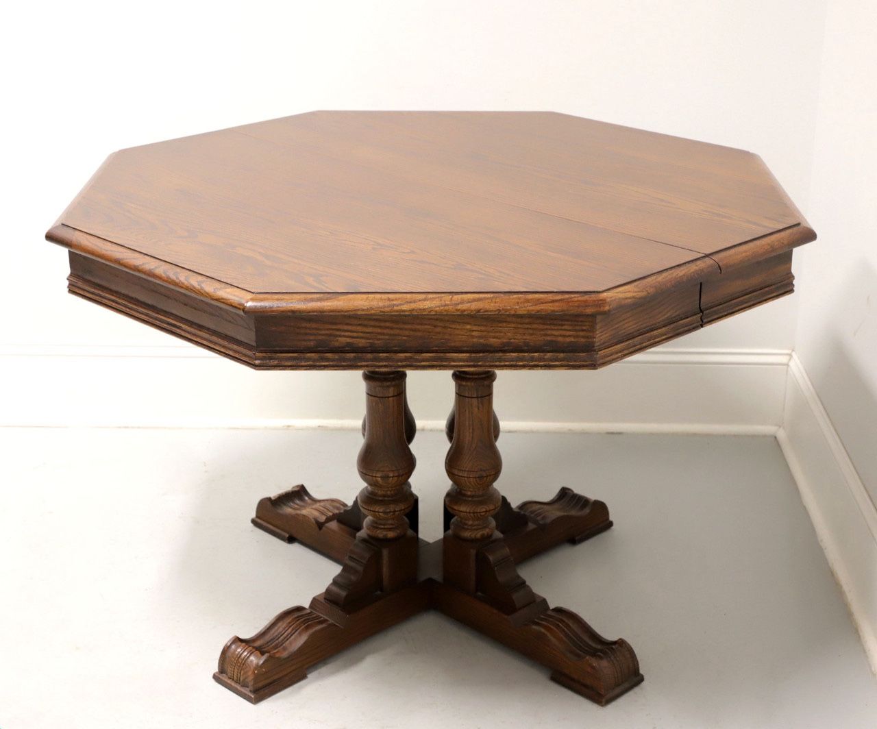 Solid Antique Hexagonal Oak Dining Table.
