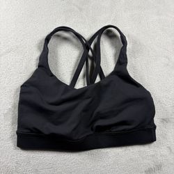 Lululemon Energy Bra Womens 4 Black Strappy Crossback Sports Yoga Running #3C